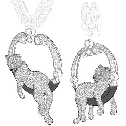 رسم ثلاثي الا بعاد لقلادة وقرط على شكل ارجوحة دائرية — UAE trademark, Class 14, No. 230780