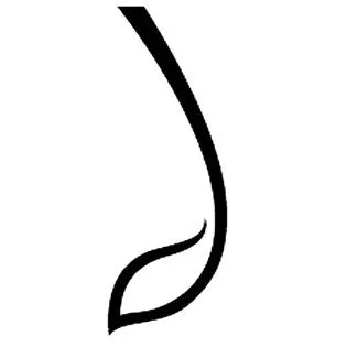 رسم مميز لخط عريض مائل ينحني في نهايته مشكلا شكل عين غير كاملة