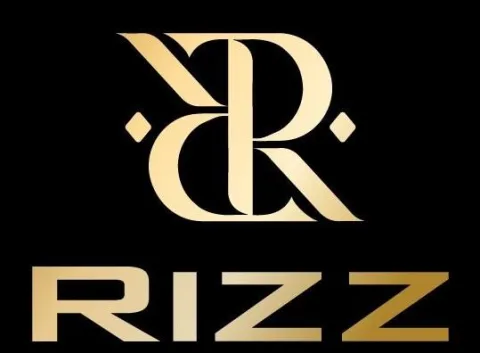 RIZZ وجهاز مكون من حرفين R منمقين، أحدهما مقلوب وجهاز على شكل ماسة في كلا . الطرفين