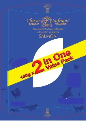 كلاسيك سلمون Classic Salmon CAVIAR Atlantic Smoked Salmon 100g x 2 in One Value Pack — UAE trademark in Class 29
